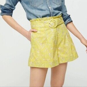 Reimagined J. Crew Liberty Flora Print Yellow Paperbag Shorts Size 2
